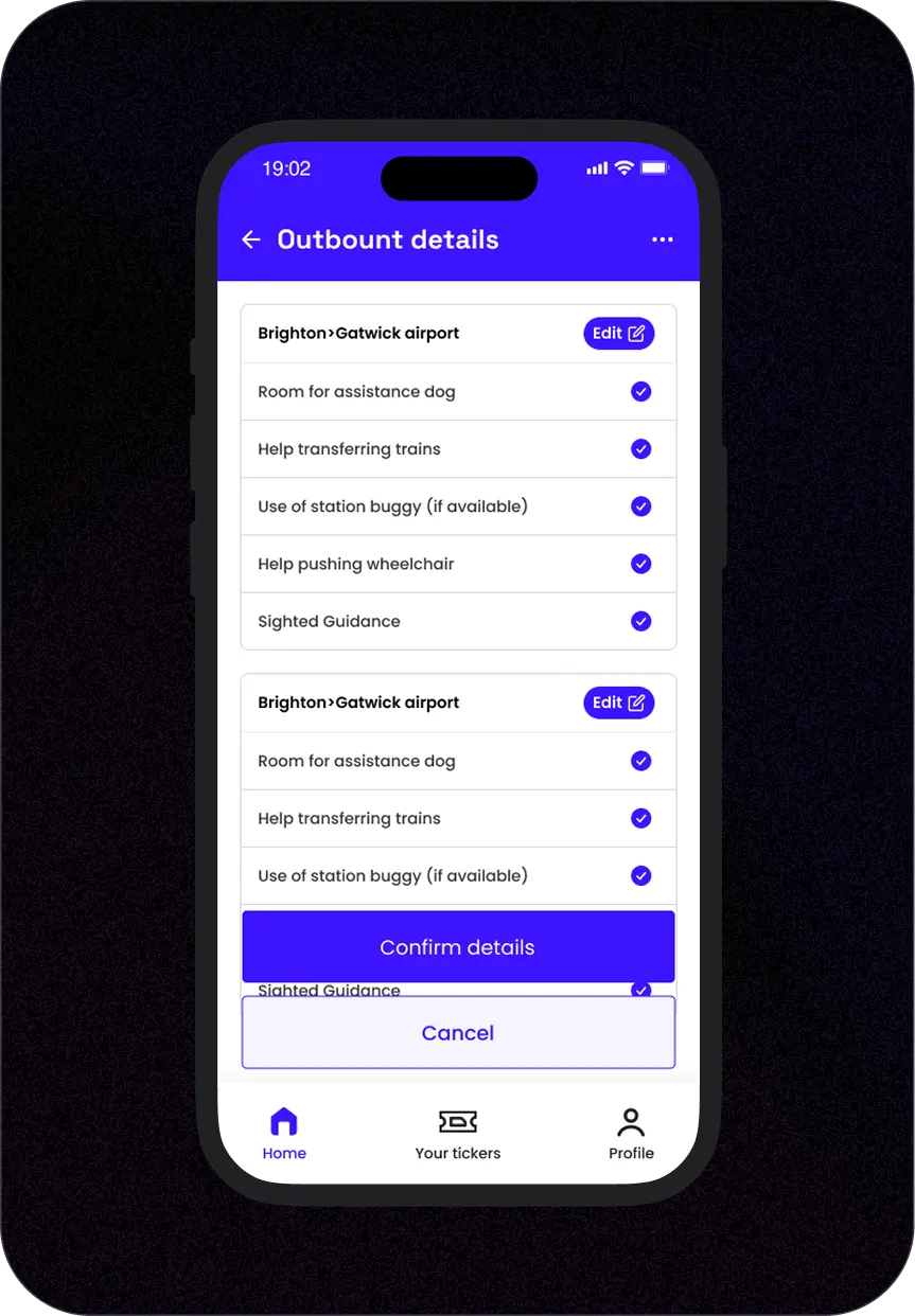 Passenger Assistance App Mockup